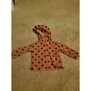 Baby Girl Carter's Hoodie 12M Brown Black Polka Dot